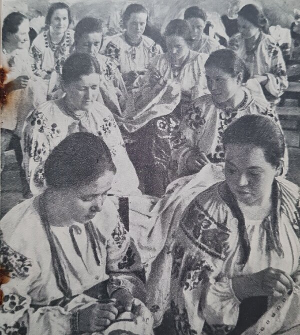 Photograph of women embroiderers in the Ukraine